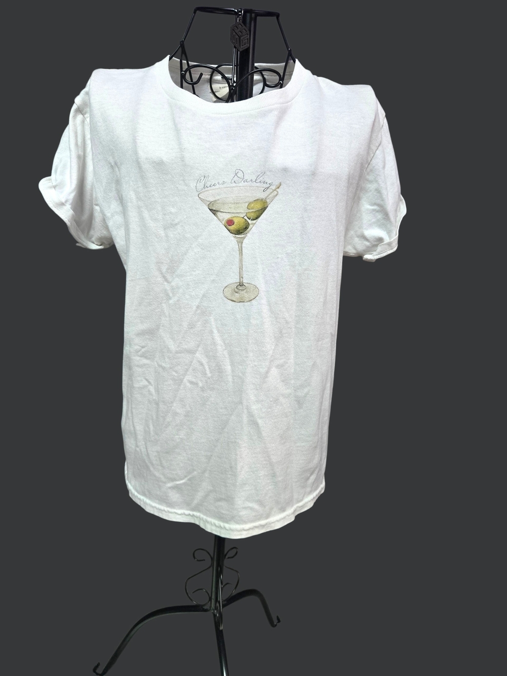 White Graphic Martini Print Men's T-Shirt
